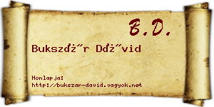 Bukszár Dávid névjegykártya